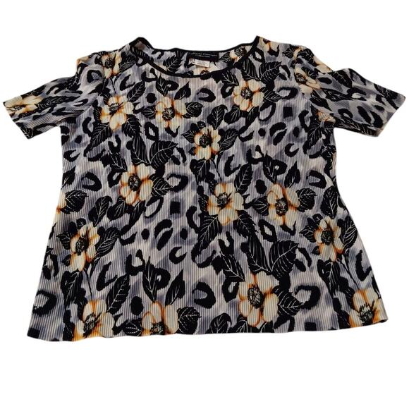 VINTAGE Accordion‎ Pleated Stretchy Top Blouse S Floral Boho Event Career Boho - Picture 3 of 9